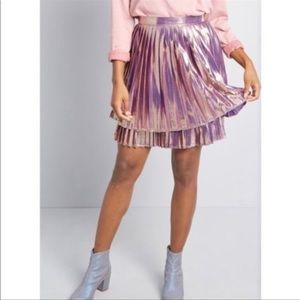 ModCloth Pleated Metallic Tiered Skirt